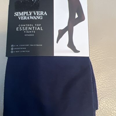 NEW! Simply Vera Vera Wang Control Top Opaque Tights - Navy Blue Size 3