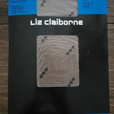 Vintage Liz Claiborne Size 3 Black Textured Fashion Pantyhose USA Sandalfoot New