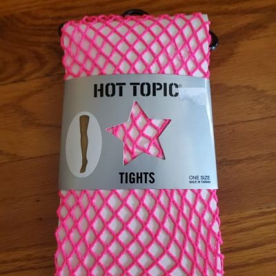 FASHION HOT TOPIC FISHNET FOOTED TIGHTS PINK NIB goth cyber punk