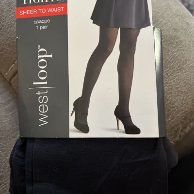 New pack- West Loop - opaque tights sheer to waist 1 pair XL  black