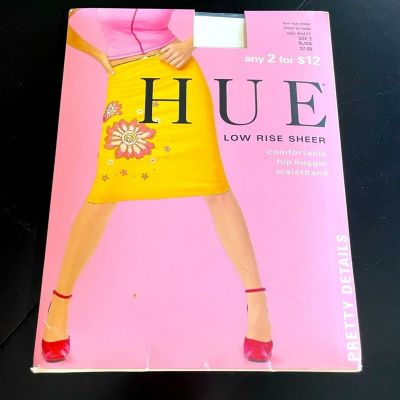 HUE low rise sheer hip hugger tights hose sz 2 black #6417