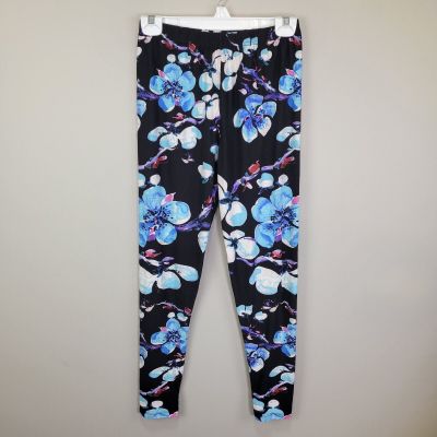 Watercolor Pastel Flower Print Polyester Spandex Ankle Leggings Plus Size