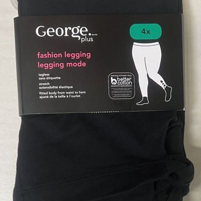 George Plus Women's Fashion Knot-Hem Leggings Black 4X NWT