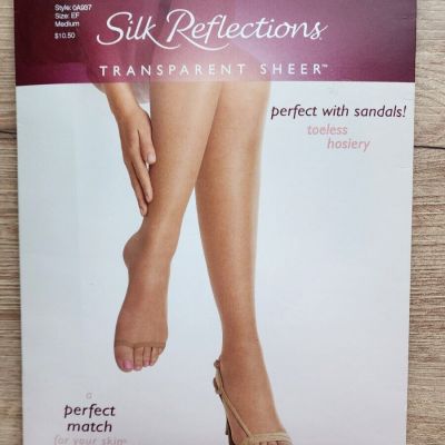 Hanes Silk Women EF Reflections Toeless Breathable Control Top Pantyhose Sheer