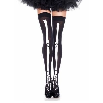 Brand New Skeleton Print Opaque Stockings Music Legs 4305