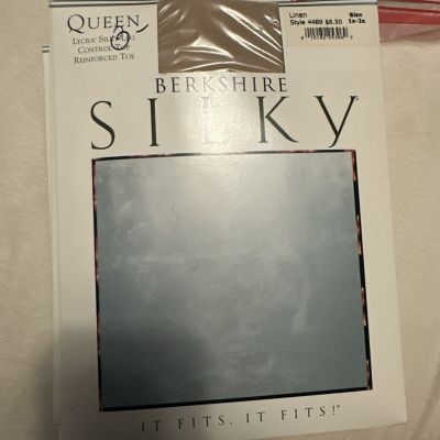 Berkshire Silky Queen 1x-2x Control Top Reinforced Toe Pantyhose ~Nude~ NEW