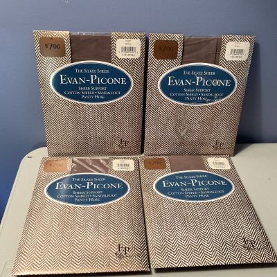 NEW Evan-Picone Silkee Sheer Pantyhose Lot of 4 Size Small Color PUDDY Beige