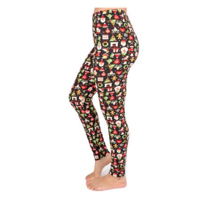 Christmas Print Peach Skin Women's Full Length Patterned Fashion Leggings