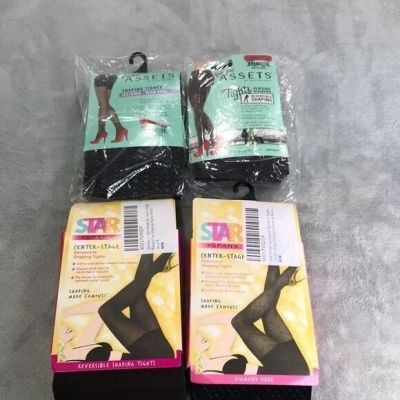 4 Pairs of Assets and Spanx Shaping Tights Textured and Patterned Size Small