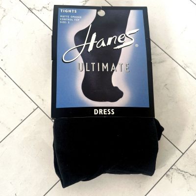 Hanes Ultimate Matte Opaque Control Top Black Tights Size 5