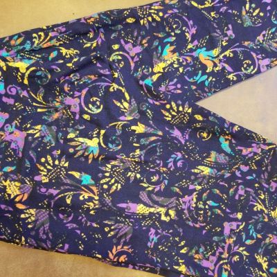 Lularoe Leggings OS, Purple/Yellow/Blue Floral Geometric, NWT