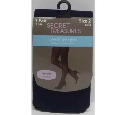 Secret Treasures Ladies Womens Opaque Control Top Tights Navy Size 2