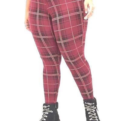 Torrid Women's Capri Leggings, Maroon & Black Plaid, Stretch, Size 3X