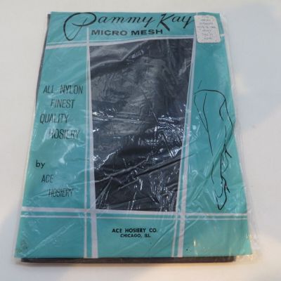 PAMMY KAY Micro Mesh Stockings Size 11 Long Navy seamless heel & toe vintage