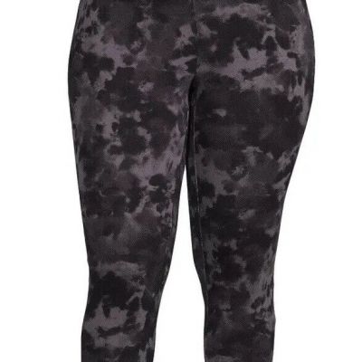 TERRA & SKY Black Tie Dye High Rise Ankle Leggings Size 1X 16W-18W Womens New