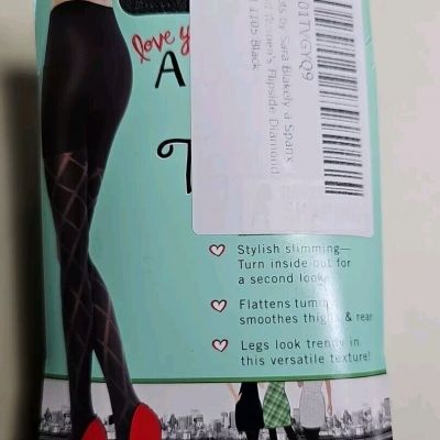 Spanx Assets Tights Flipside Diamond Reversible Shaping Sz 4 Black Nwt