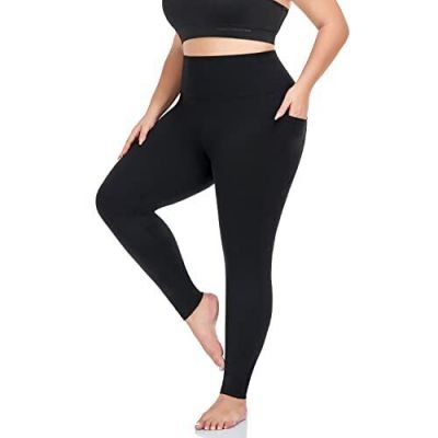 Plus Size Leggings for Women with Pockets-Stretchy X-4XL XX-Large 01 Black