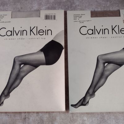 Calvin Klein Shimmer Sheer Control Top Pantyhose - Matte Powder & Buff - Size: D