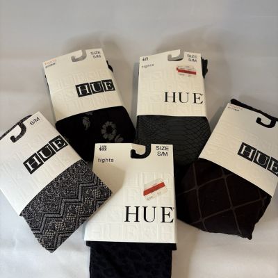 5 pairs New w Defects Hue Tights Size S/M 120-170 lbs Most Control Top Open Pkg