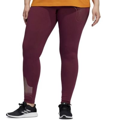 adidas Women’s Plus Size Holiday Graphic Leggings Victory Crimson Color Size 1X