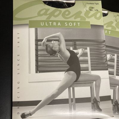 * 5 pair * Capezio #1817 Women's Ultra Soft L/XL Black Footless Tights * NEW!