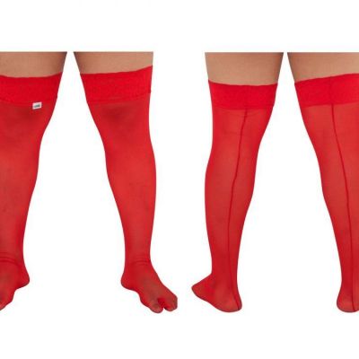 CandyMan 99533X Mesh Thigh Highs Color Red