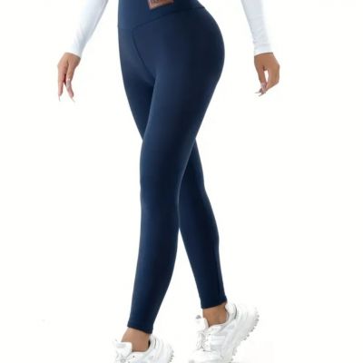 Women's Elegant Blue Insulated Warm Dense Elastic Stretchy Winter Leggings XL