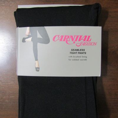 NWT Carnival Fashion Seamless Tight Pants Brushed Warm Lining BLACK Size 2-16