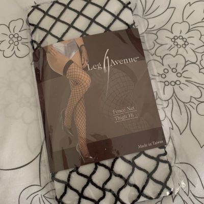 LEG AVENUE STYLE #9014 BLACK FENCE NET THIGH HIGH- One Size