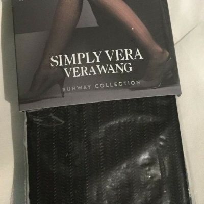 Lot of 2 Simply Vera Wang Women's Tights Black Plaid/Linear Wave Size 1 NEW