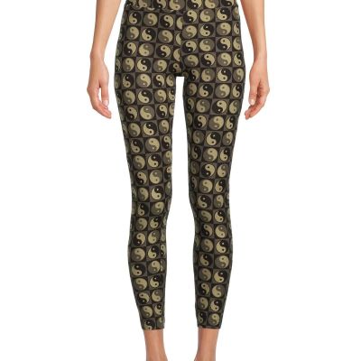 No Boundaries  Leggings Green Yin And Yang Print Juniors Plus  Size XXXL (21)