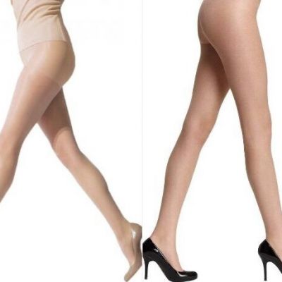 Lot of 2 Pair Womens Hue Panty Hose Natural So Sexy Sheer Control Top Size 1 New