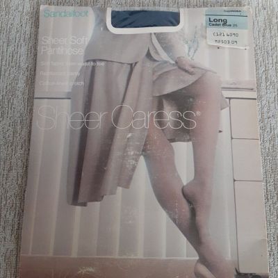 NIP JCPenney Pantyhose Sheer Caress Reinforced Cadet Blue Sz L Long