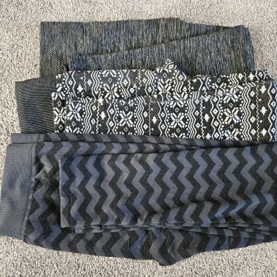 Thrill First Kick Maternity Leggings Geometric Chevron Gray Black Lot of 3