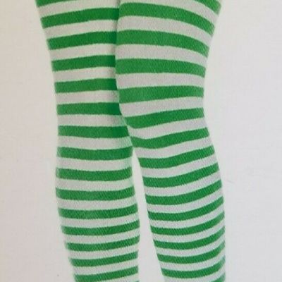 New Music Legs 7471 Striped Opaque Tights one size Christmas elf white red/green