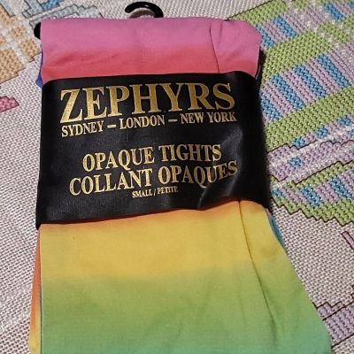 NOS Zephyrs Opaque Tights RAINBOW SMALL PETITE AWESOME RETRO