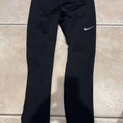 Nike Dri Fit Compression Running Womens Leggings Black Zipper Size Medium