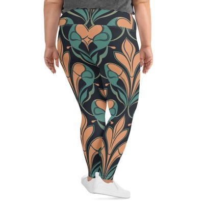 Womens Plus Size Fitness Leggings, Retro Vintage Print