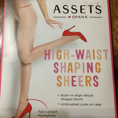 Assets Spanx Shaping Sheers Pantyhose Built-In Shaper Short Size 1 NUDE NEW