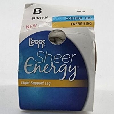 L'eggs Sheer Energy Light Support Leg Control Top Pantyhose Suntan Size B 46701