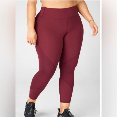 NWT Fabletics Mid Rise Pureluxe Ruched 7/8 Leggings Arroyo Red Maroon Size 4X