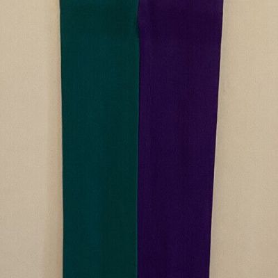 GREEN PURPLE JOKER MISMATCH COLORBLOCK OPAQUE TIGHTS PANTYHOSE STOCKINGS ONESIZE