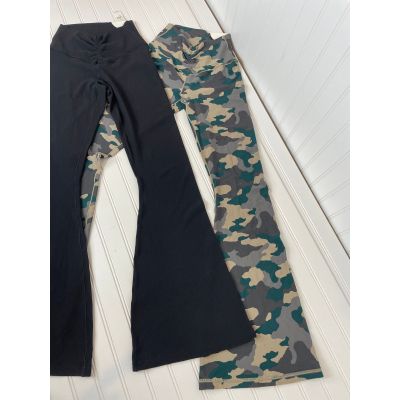 NWT Aerie Real Me High Waisted Ruched Flare Leg Leggings Camo & Black Bundle M