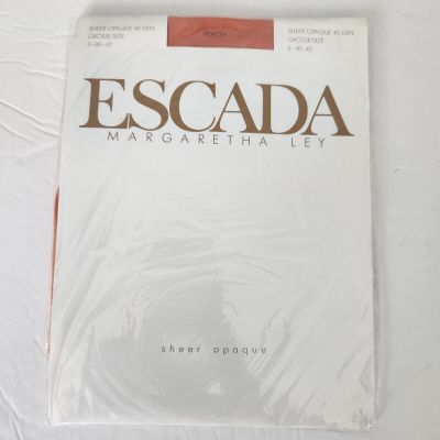 Escada By Margaretha Ley Pantyhose PEACH Size Medium 40 Sheer Opaque