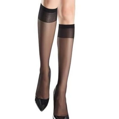 Sheer Knee High Stockings for Women, 6 Pairs Nude and Knee High One Size Black