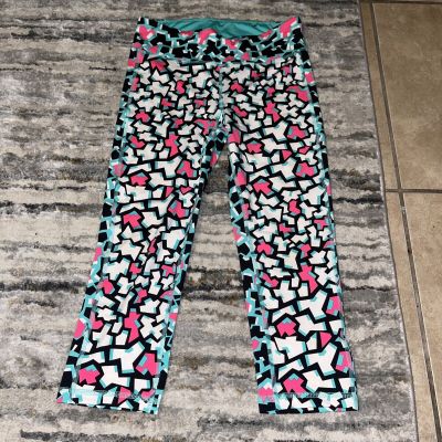 EUC Cute & Bright Pink & Aqua Live Love Dream By Aeropostale Crop Leggings M