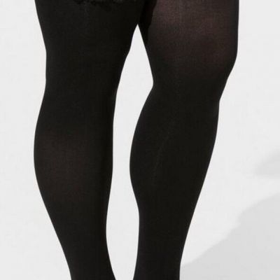 Torrid Women's Plus Size 3/4 Black Lace Thigh High Tights NWT