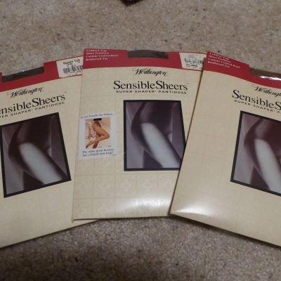 2 Pr Worthington Sensible Sheers Control Top Pantyhose Queen Tall Suntan &Taupe