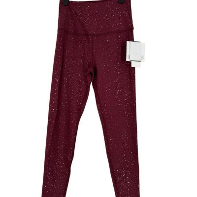 Beyond Yoga Women's Burgundy Alloy Sparkle High Waisted Midi Leggings Sz Small