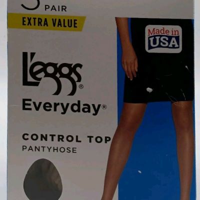 L'eggs 3 Pair Everyday Size B Nude Control Top Sheer Toe Pantyhose 43750